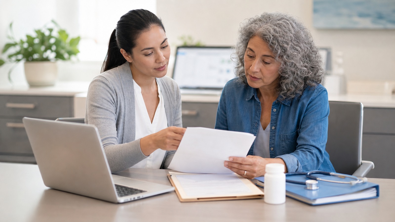 Photorealistic insurance planning scene for Health Plans Medical Networks Costs Claims: Step-by-Step Guide to Getting Paid