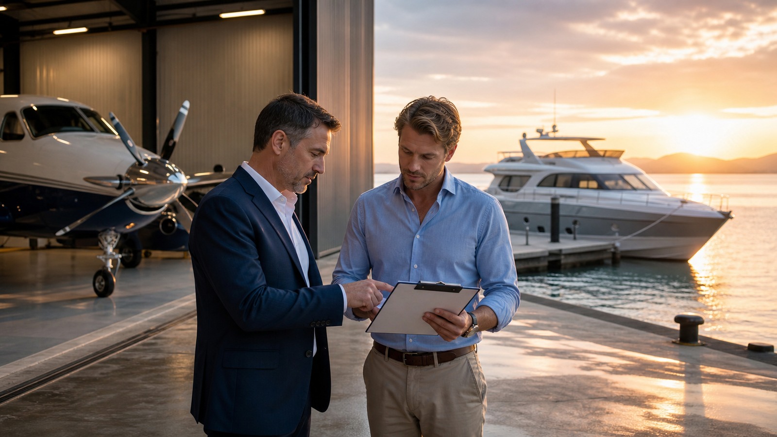Photorealistic insurance planning scene for How Marine Aviation Insurance Limits Protects You From Unexpected Losses