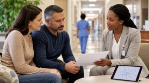 Photorealistic insurance planning scene for How Health Plans Medical Networks Limits Protects You From Unexpected Losses