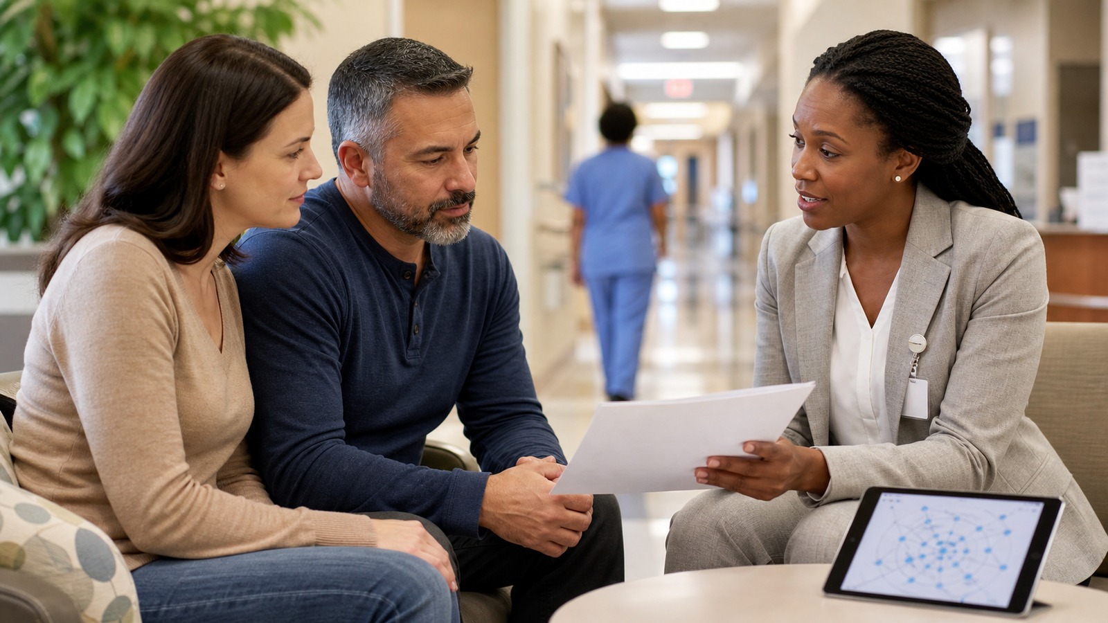 Photorealistic insurance planning scene for How Health Plans Medical Networks Limits Protects You From Unexpected Losses