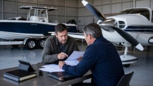 Photorealistic insurance planning scene for Marine Aviation Insurance Deductibles Requirements: What You Need to Know
