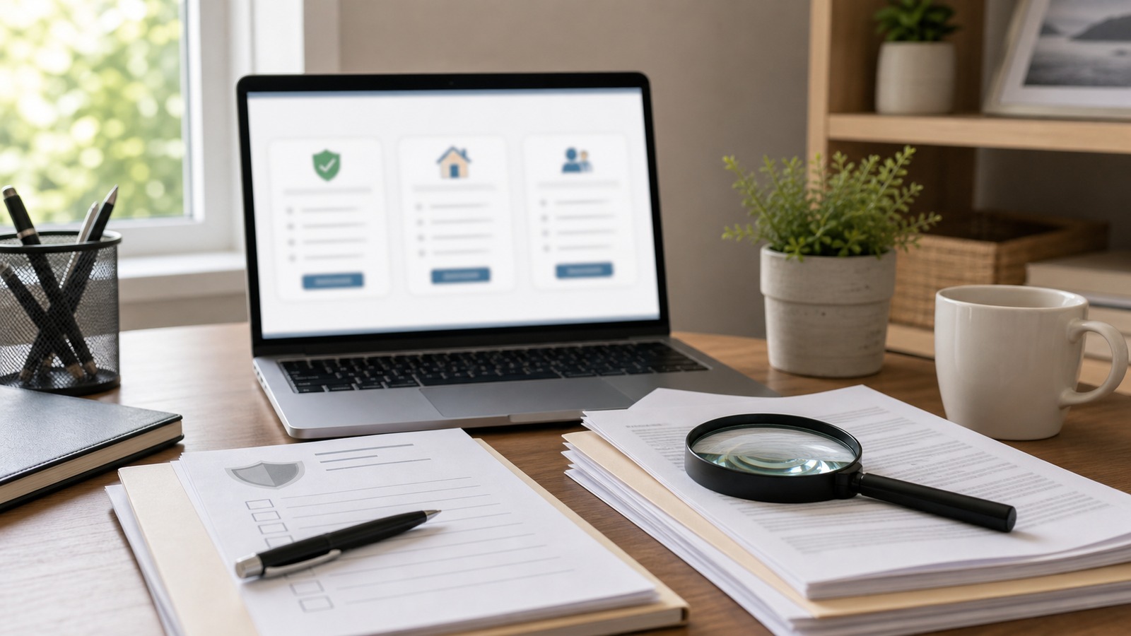 Photorealistic insurance planning scene for Beginner’s Guide to Coverage Calculators Exclusions Coverage Options