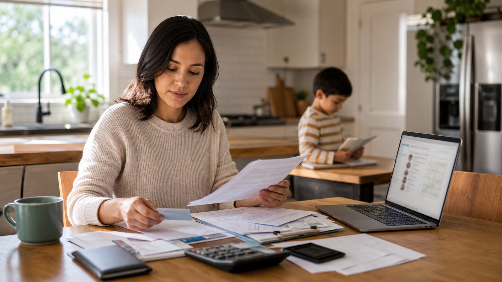 Photorealistic insurance planning scene for Health Insurance Basics: Premiums, Copays, and Networks