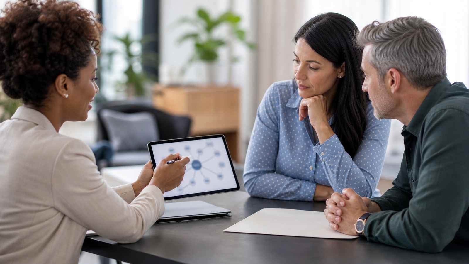 Photorealistic insurance planning scene for Health Plans Medical Networks Planning Terms and Jargon Explained
