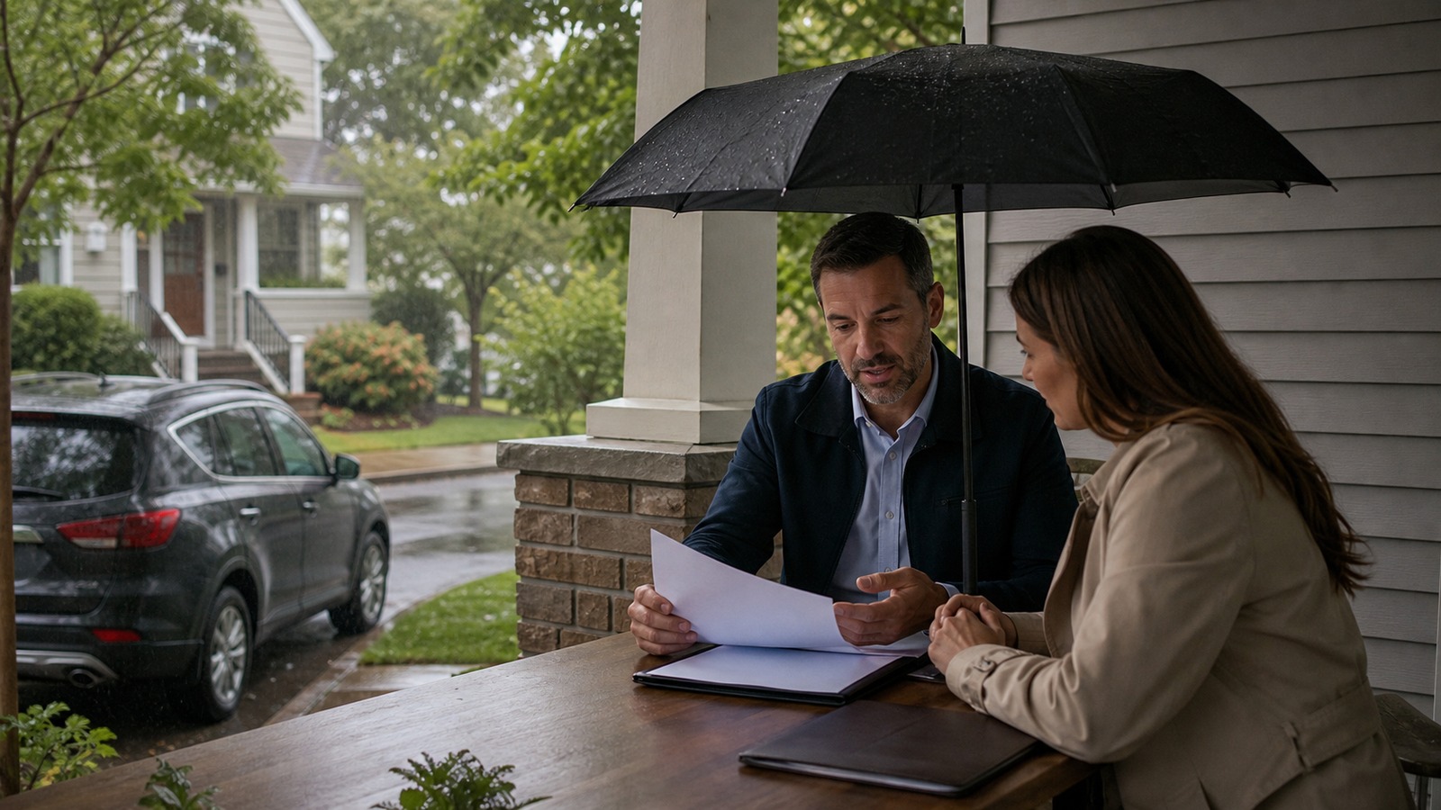 Photorealistic insurance planning scene for Umbrella Insurance: The Most Overlooked Form of Protection